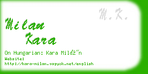 milan kara business card